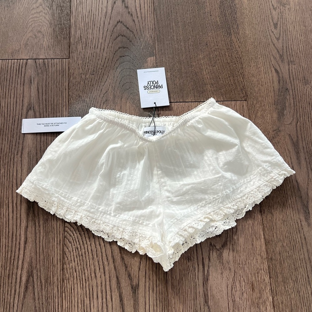 Princess Polly Rhubarb Lace Shorts White
